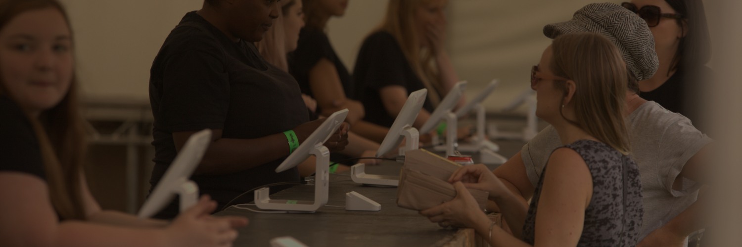 Event EPOS technology setup used for registration, ticket scanning, and transaction workflows