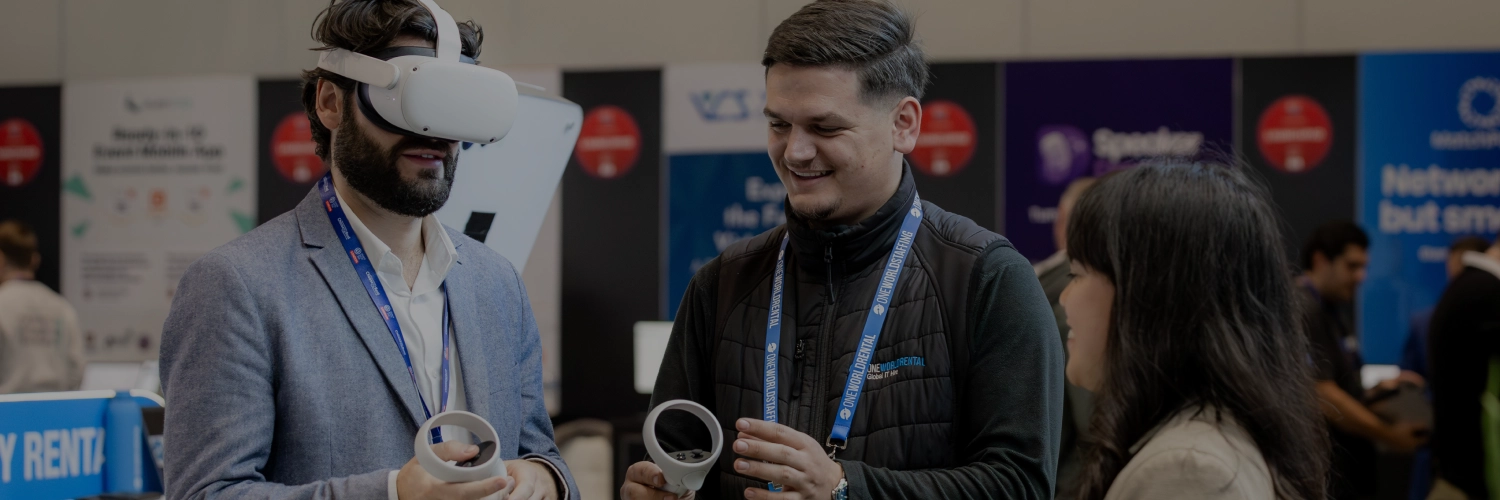 Attendees using VR headsets at live event