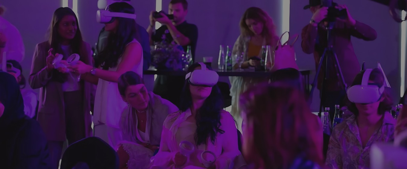 Attendees using VR headsets at live event