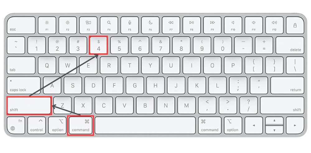 Capture a Selected Portion Command (⌘) + Shift + 4